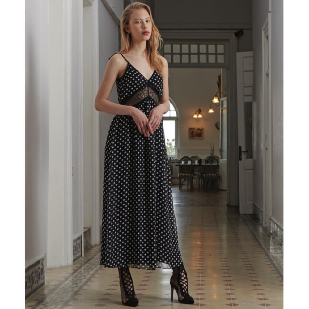 Strapless polka dot dress